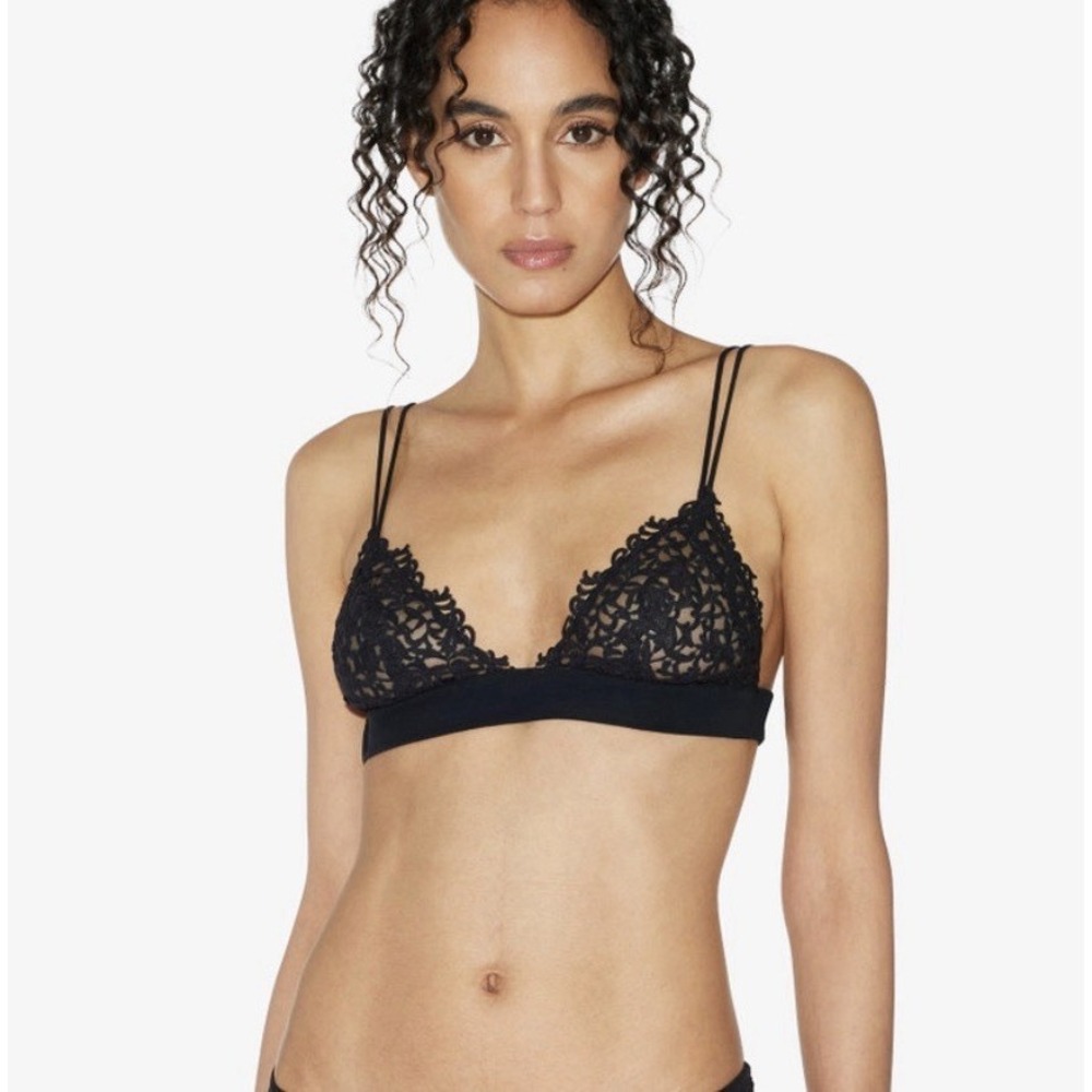 La Perla Petit Macrame Triangle Bra 36B‎ S Black Lace Excellent